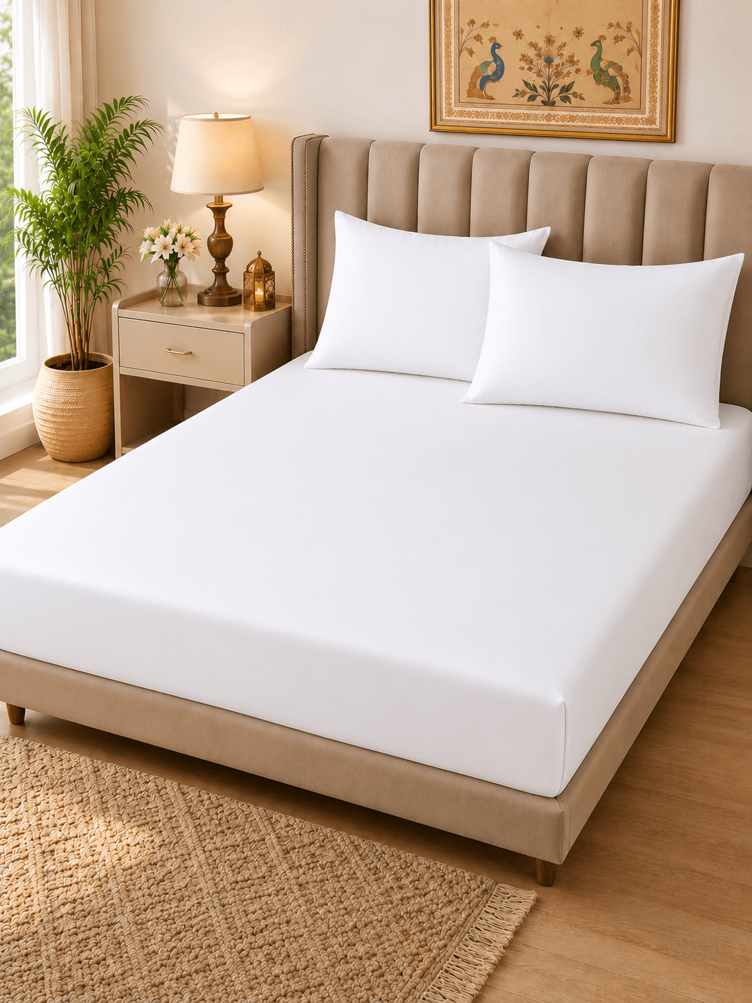 Home Fresh PALASH 100% Cotton 210TC One King Size 274x274 Cm Digital Printed Bedsheet with 2 Pillow Covers Size 46x69 Cm