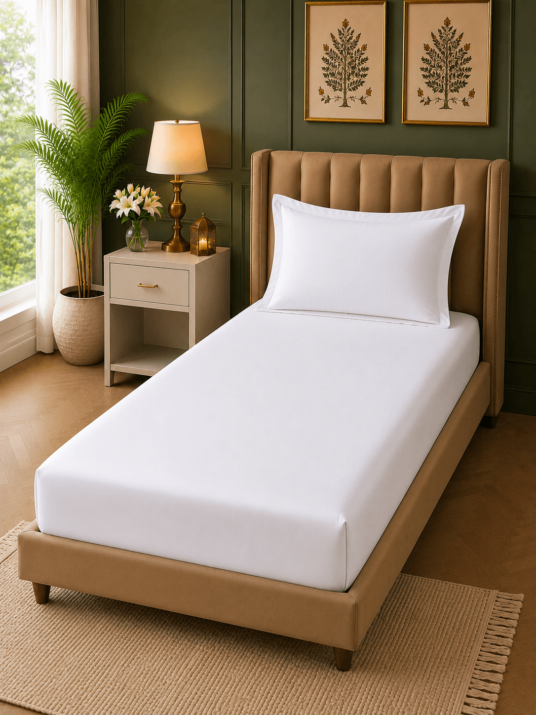 Home Fresh 100% Cotton 144TC One Single Size 150x229 Cm Bedsheet with 1 Pillow Covers Size 46x69 Cm