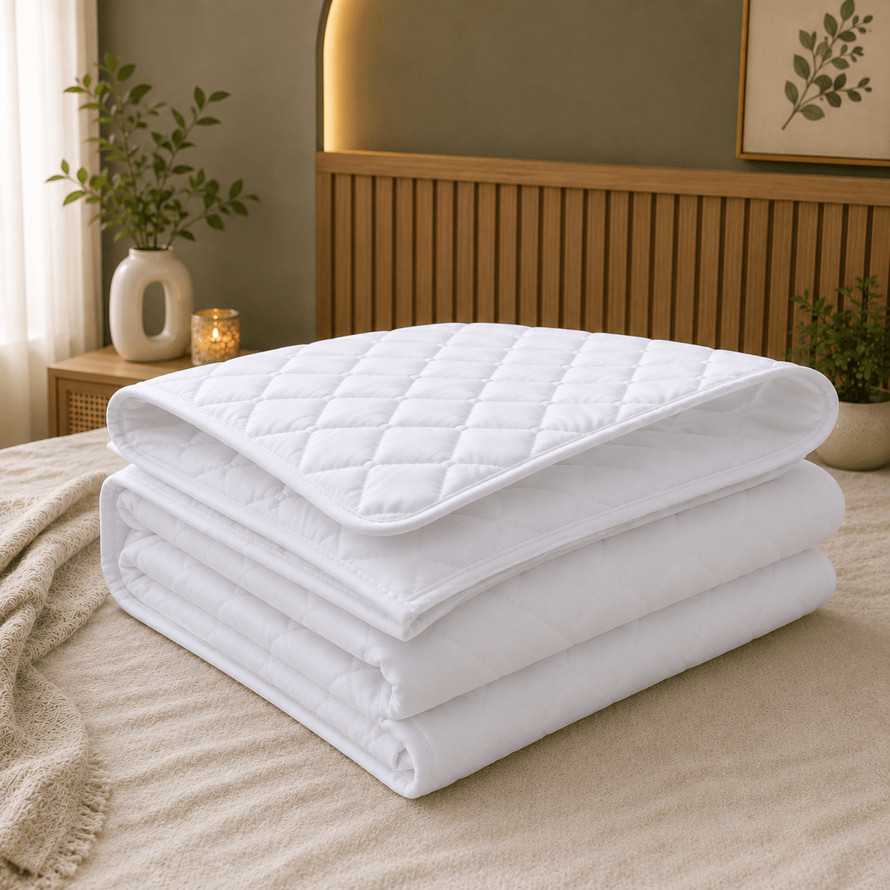Home Fresh Waterproof King Size 78x72 inch Quilted Mattress Protector Breathable Hypoallergenic Noiseless Ultra Soft Elastic Fitted Bed Protector Mattress/Bed Cover (White, King (78 * 72”))