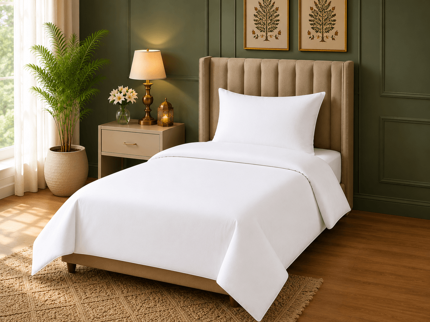 Home Fresh Luxury Ultrasonic Punch Reversible AC Comforter  – Quilted Microfiber Floral Pattern, Lightweight Breathable Hypoallergenic All‑Season size 210x220 Cm