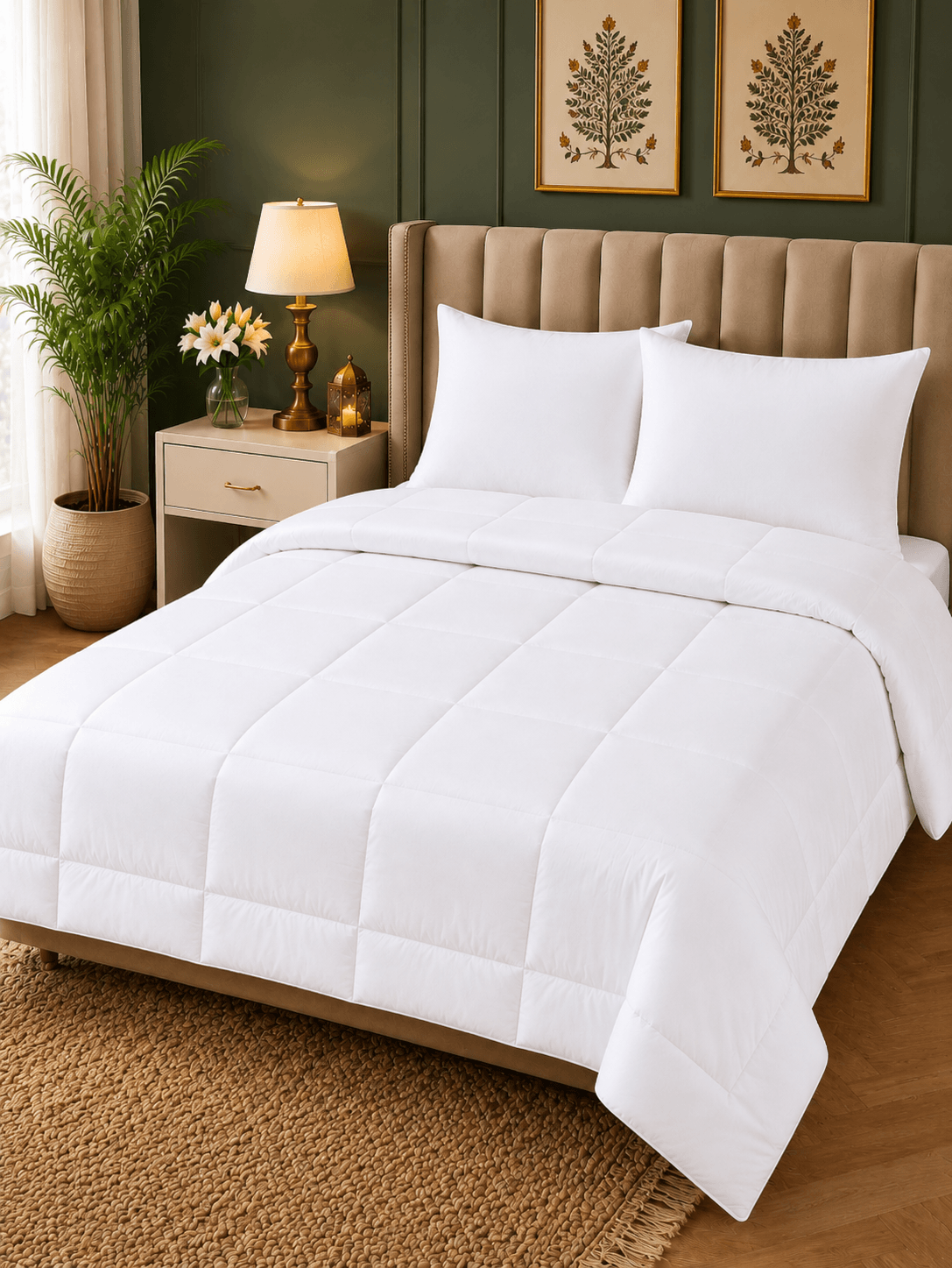 Home Fresh marigold 4 pcs comforter set 100% Cotton One King size 230x250 Cm Bedsheet with One Double bed Comforter size 220x240 Cm with 2 Pillow Covers size 46x69 Cm