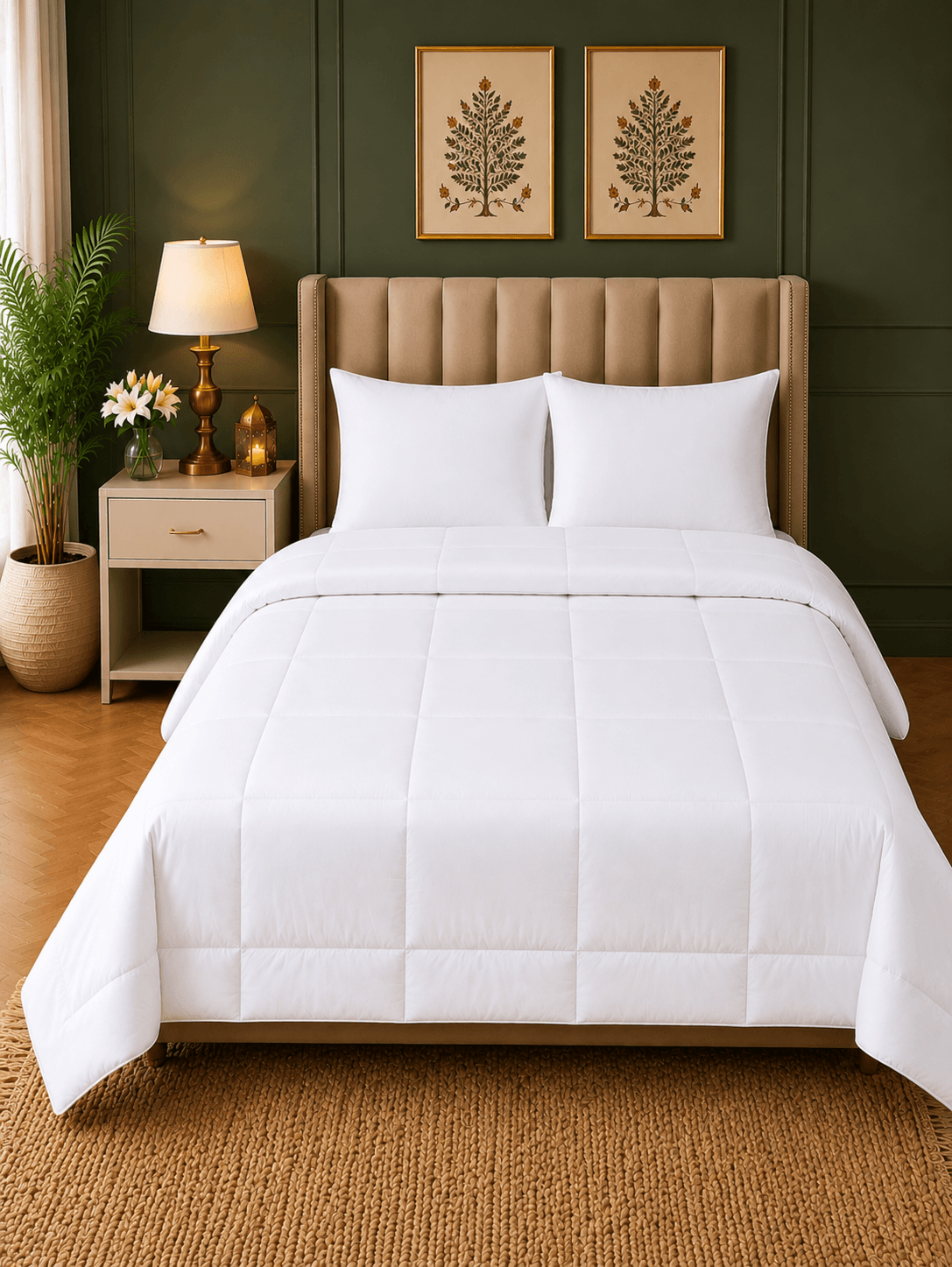 Home Fresh Luxury Ultrasonic Punch Reversible AC Comforter  – Quilted Microfiber Floral Pattern, Lightweight Breathable Hypoallergenic All‑Season size 210x220 Cm
