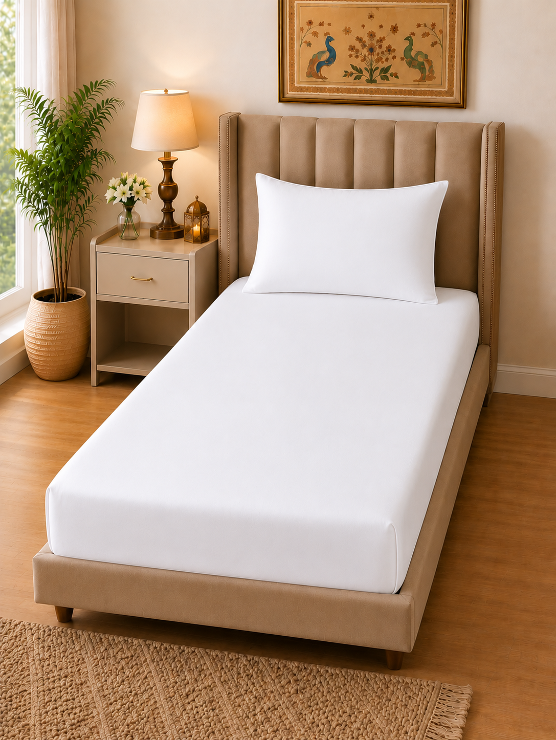 Home Fresh 100% Cotton One Single size 150x229 Cm / 60x90 inches bedsheet with 1 Pillow Covers size 46x69 Cm
