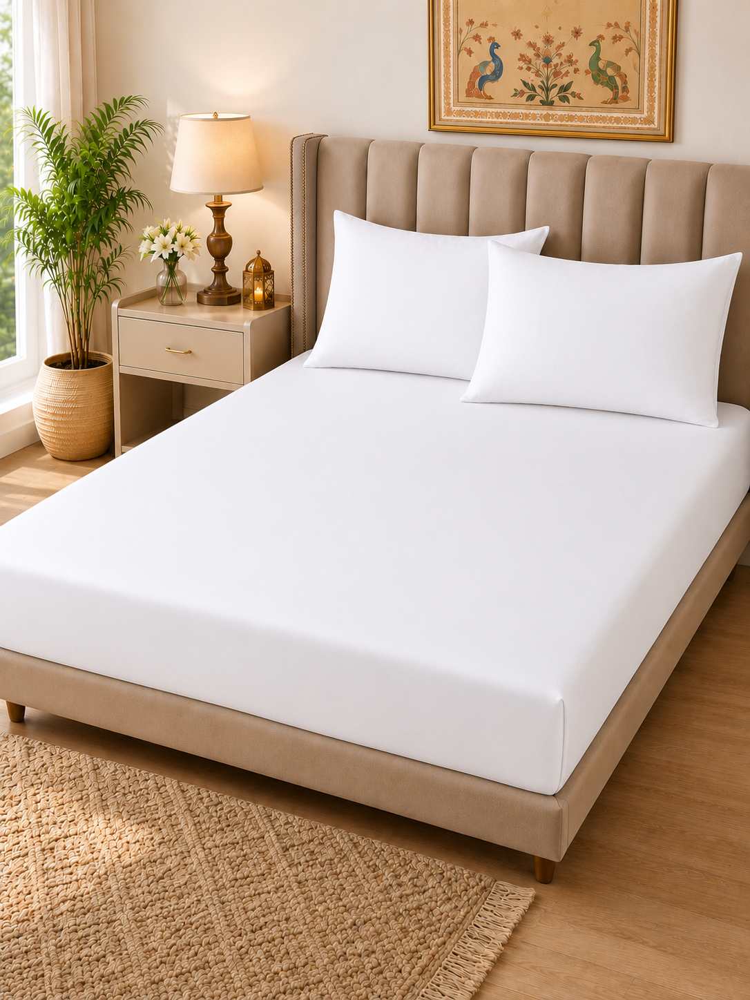 Home Fresh 100% Cotton One Double size 229x254 Cm / 90x100 inches bedsheet with 2 Pillow Covers size 46x69 Cm