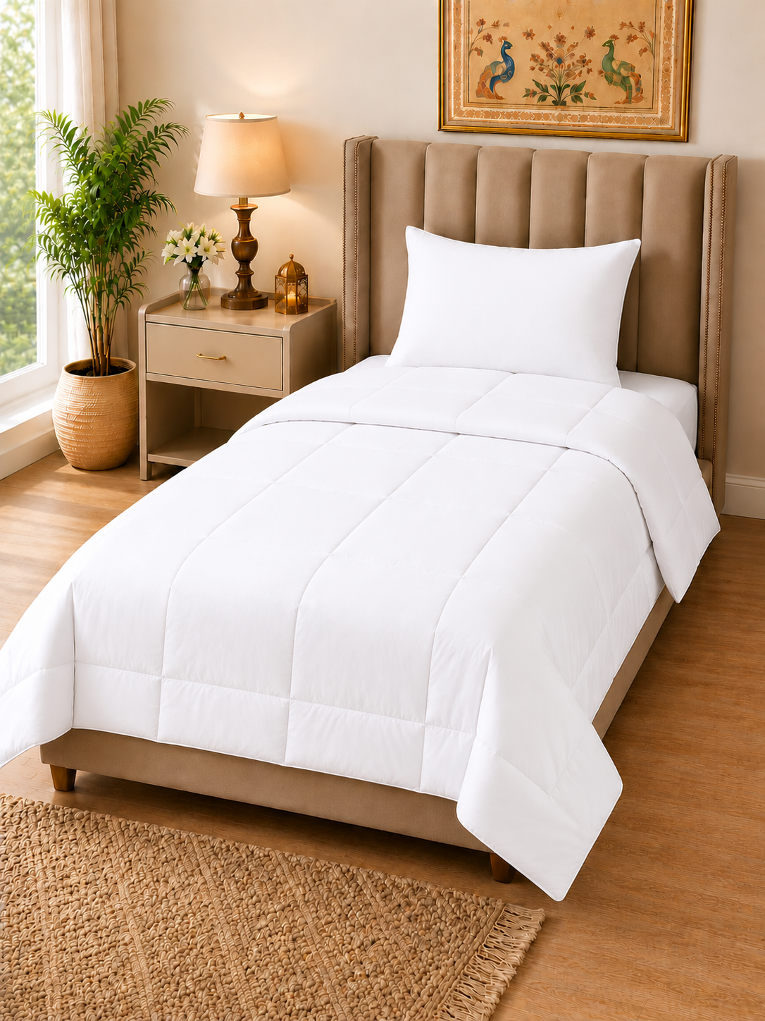 Home Fresh 300 GSM 100% Cotton Single Size Comforter / Quilt / Duvet
