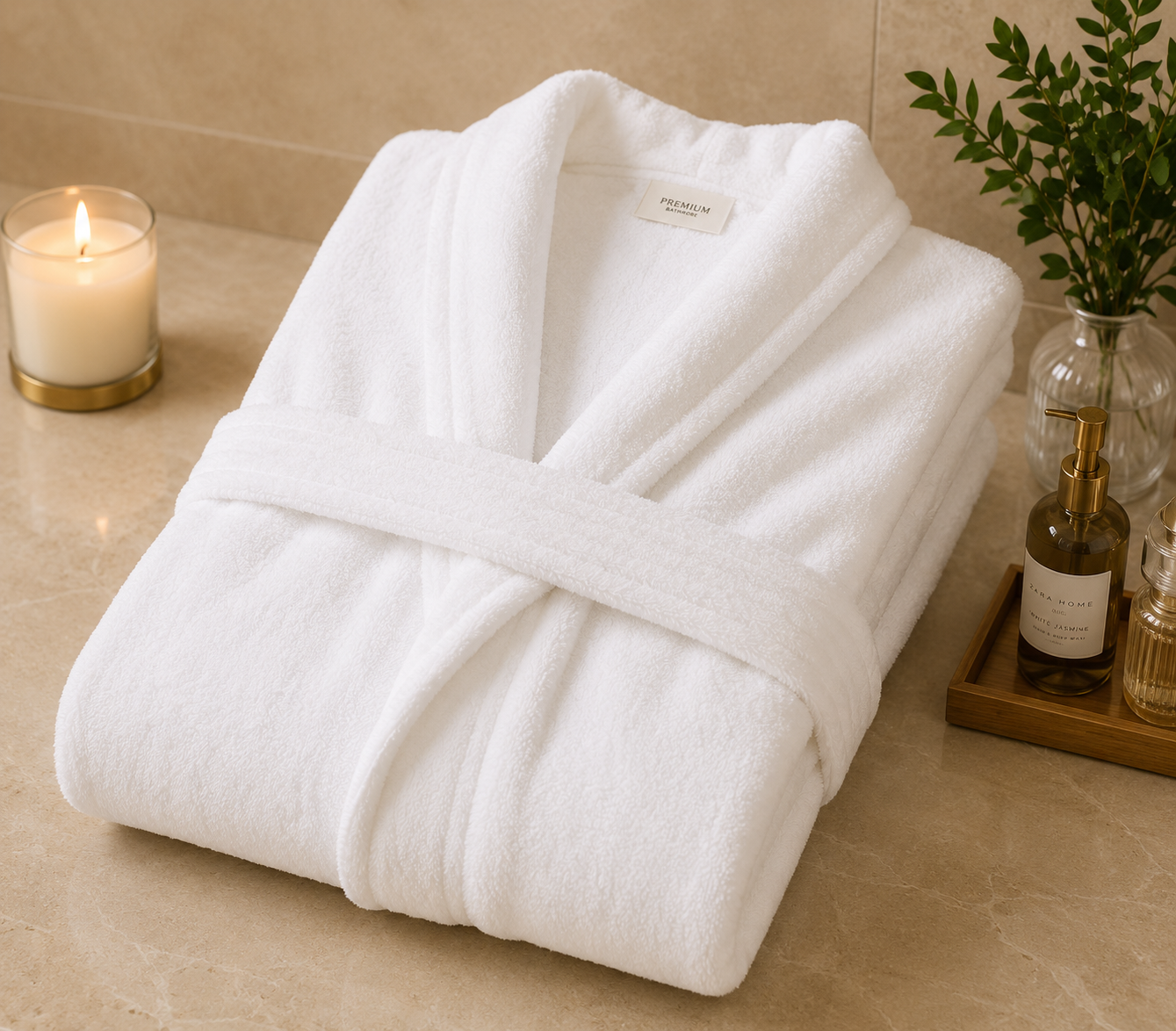 Home Fresh 100% Cotton One Medium Size 105 cm Bathrobe – Ideal for Hotels & Hospitality