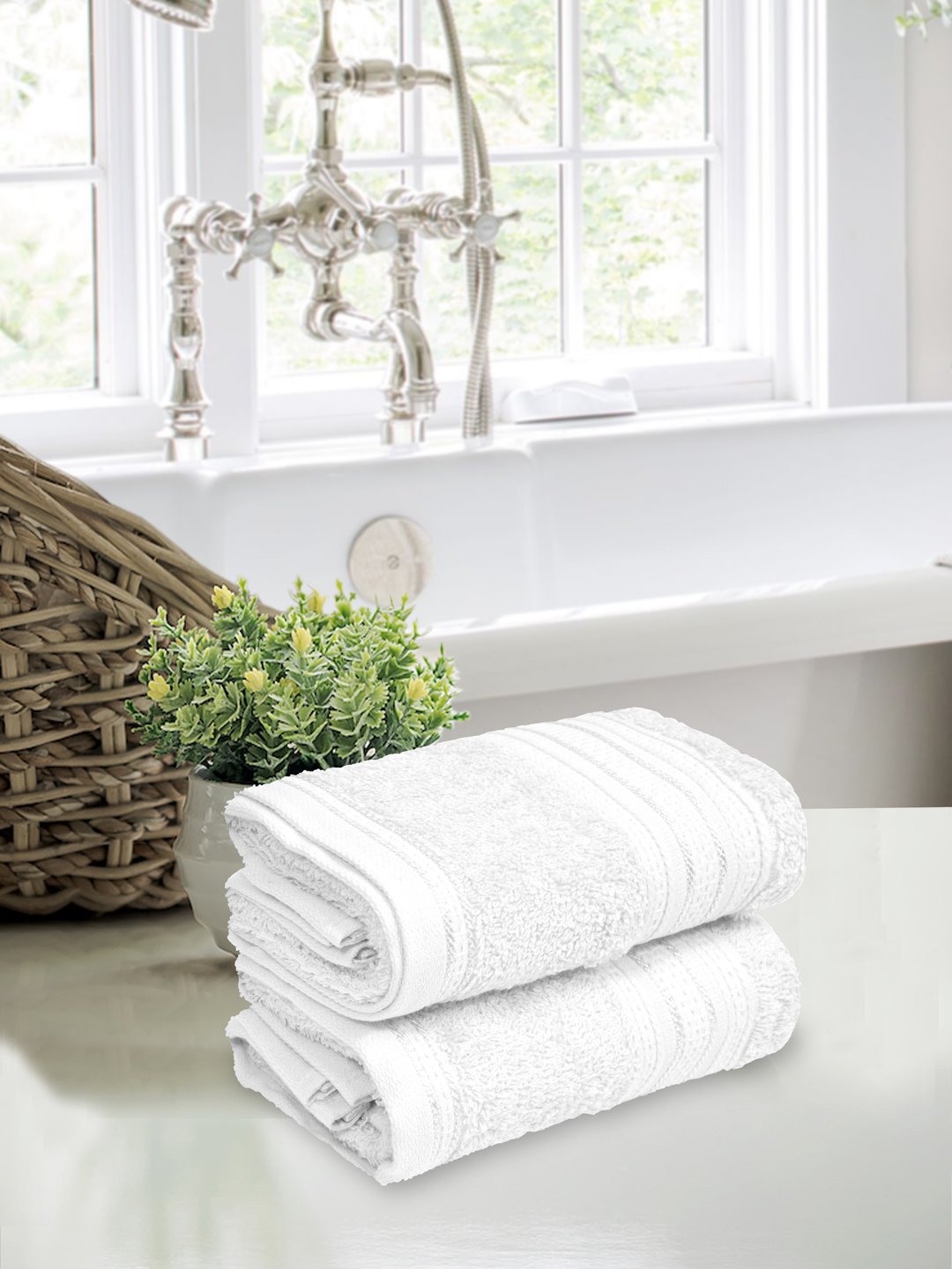 Home Fresh 400 GSM 100% Cotton 2 Hand Towel size 40x60 Cm / 16x24 inches