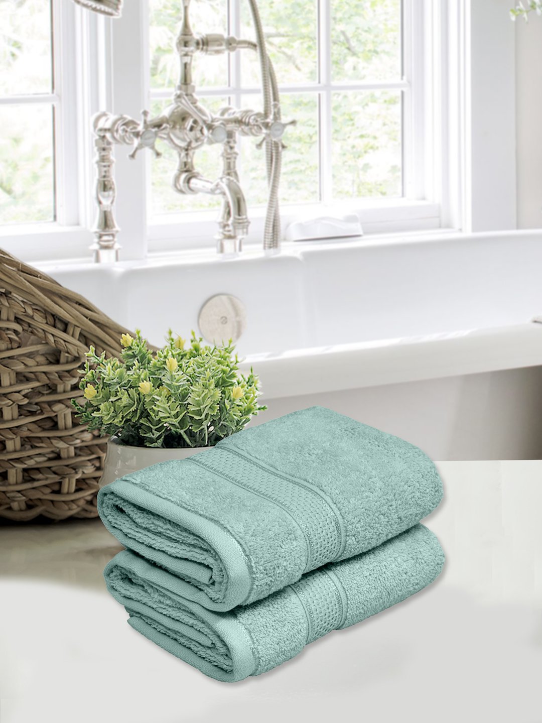 Home Fresh Solid 100% Cotton 450 GSM Hand Towel size 40x60 Cm Pack of 2