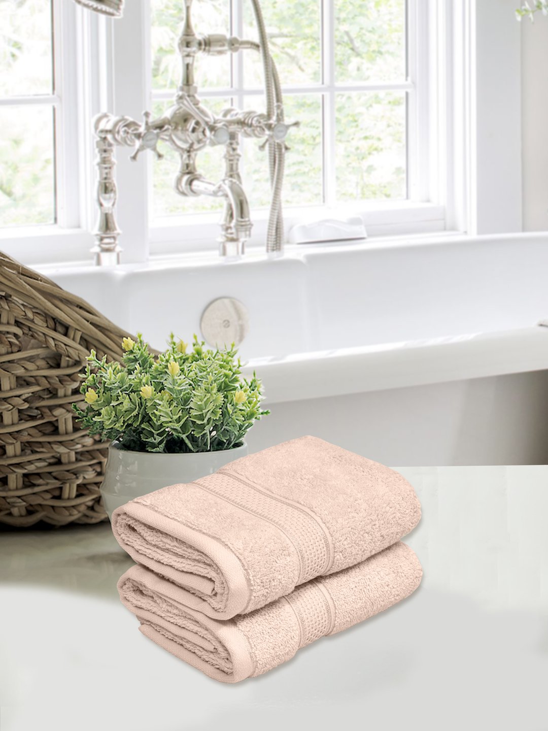 Home Fresh Solid 100% Cotton 450 GSM Hand Towel size 40x60 Cm Pack of 2