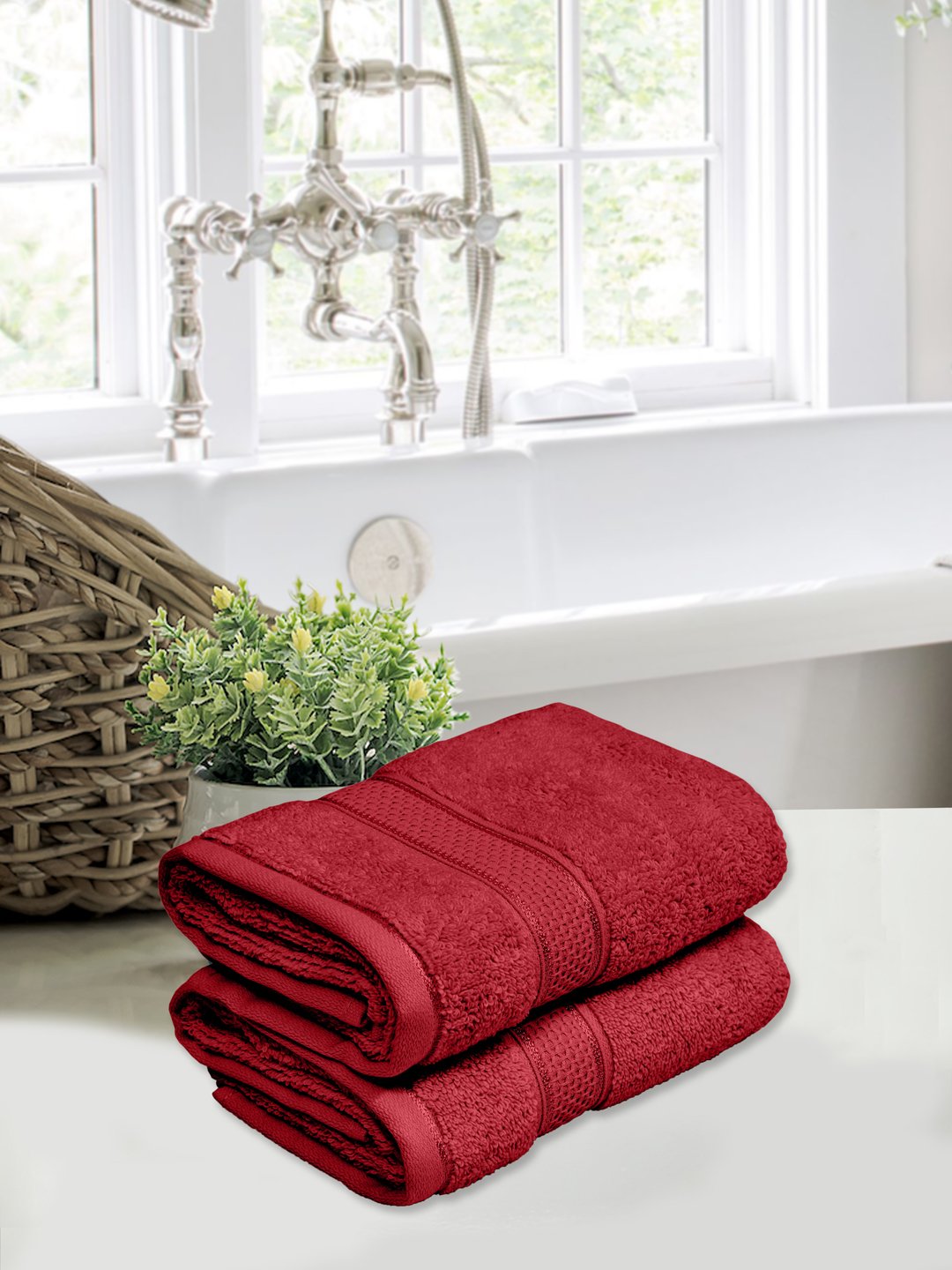 Home Fresh Solid 100% Cotton 450 GSM Hand Towel size 40x60 Cm Pack of 2