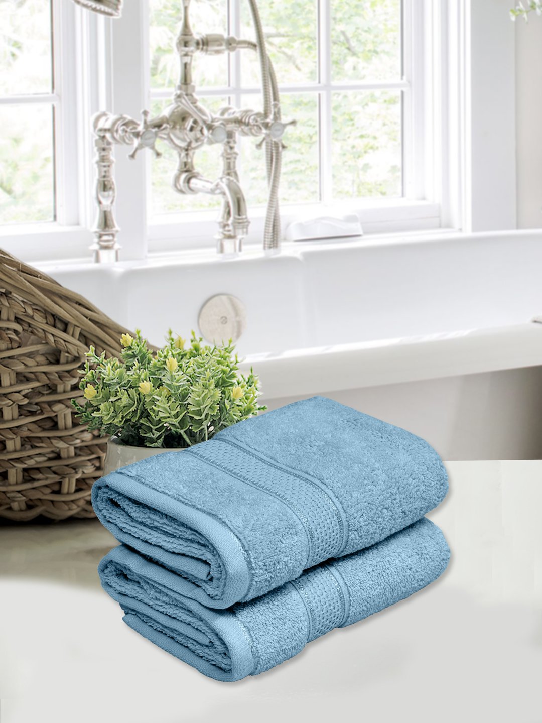 Home Fresh Solid 100% Cotton 450 GSM Hand Towel size 40x60 Cm Pack of 2
