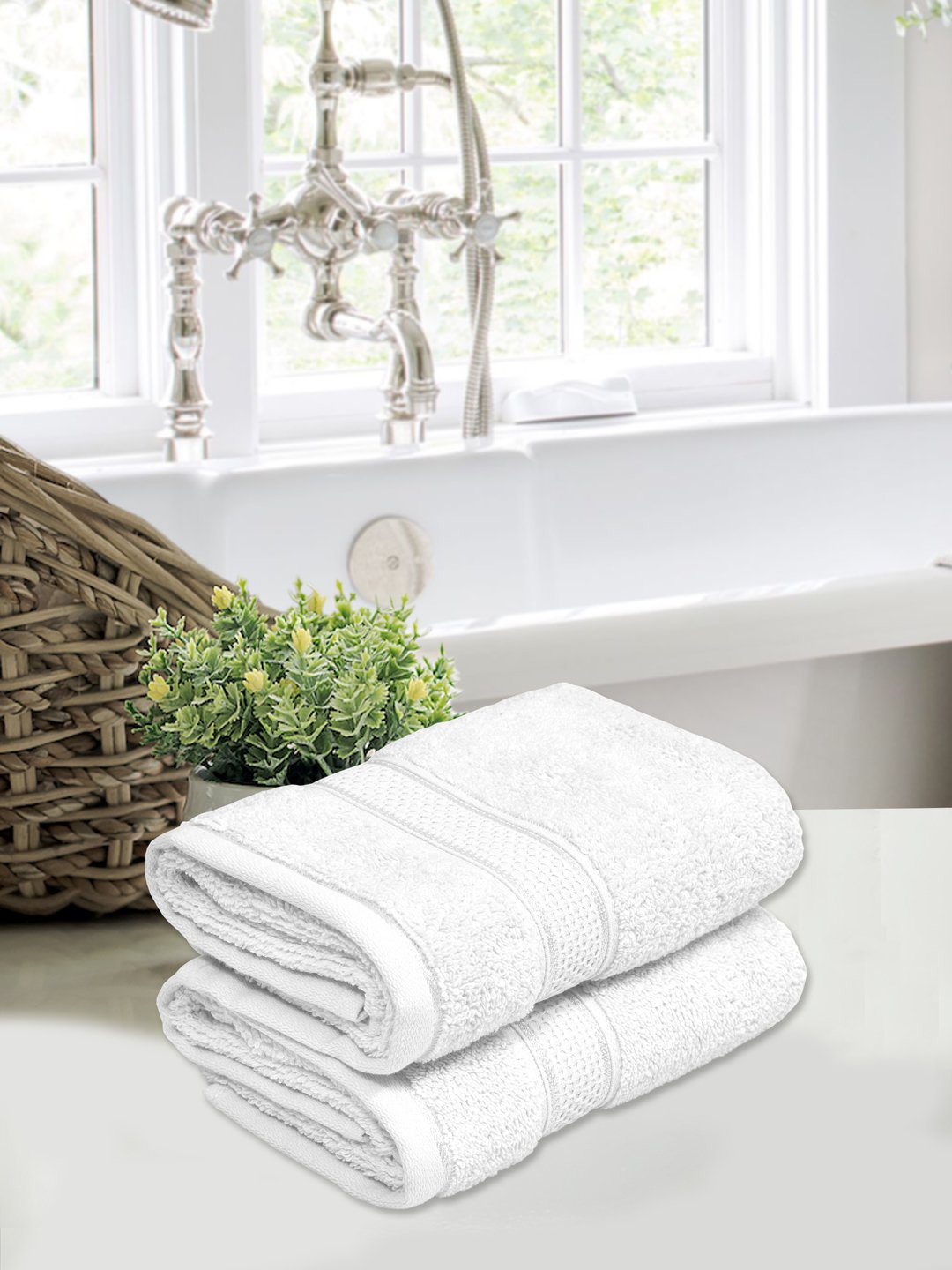 Home Fresh Solid 100% Cotton 450 GSM Hand Towel size 40x60 Cm Pack of 2