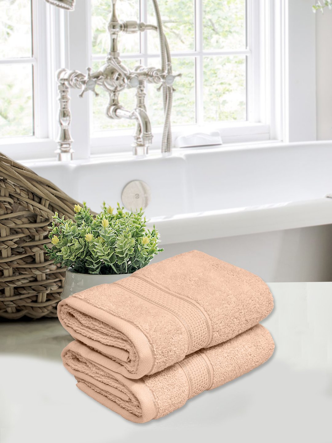 Home Fresh Solid 100% Cotton 450 GSM Hand Towel size 40x60 Cm Pack of 2