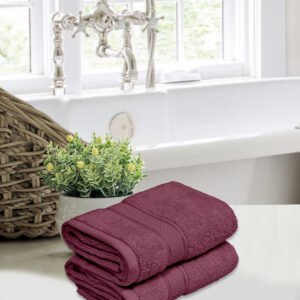 Home Fresh Solid 100% Cotton 450 GSM Hand Towel size 40x60 Cm Pack of 2