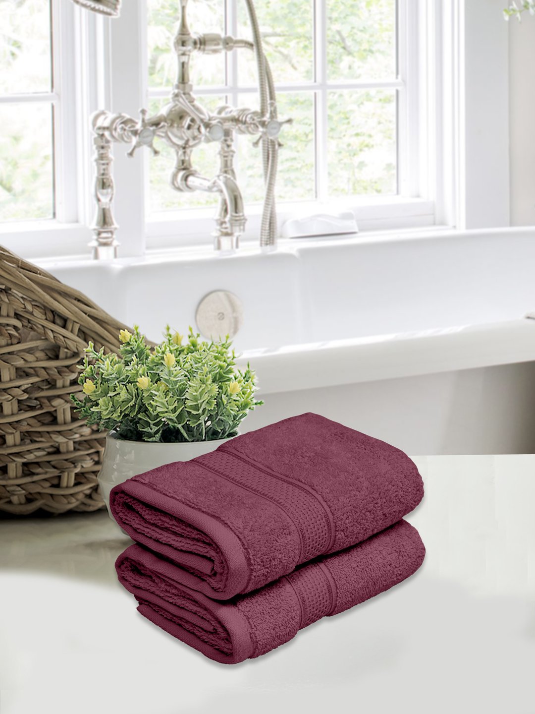 Home Fresh Solid 100% Cotton 450 GSM Hand Towel size 40x60 Cm Pack of 2