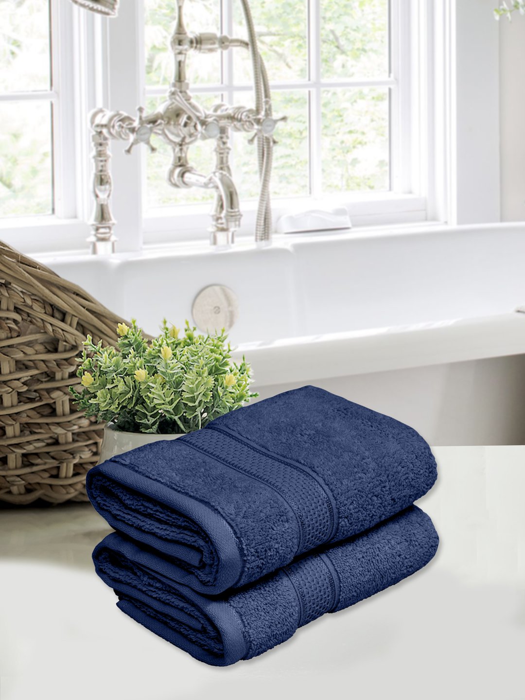 Home Fresh Solid 100% Cotton 450 GSM Hand Towel size 40x60 Cm Pack of 2