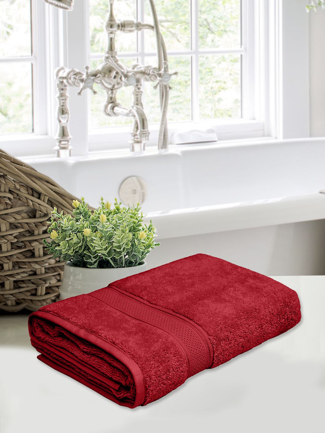 Home Fresh Solid 100% Cotton 450 GSM One Large size 75x150 Cm / 30x60 Inches Bath Towel