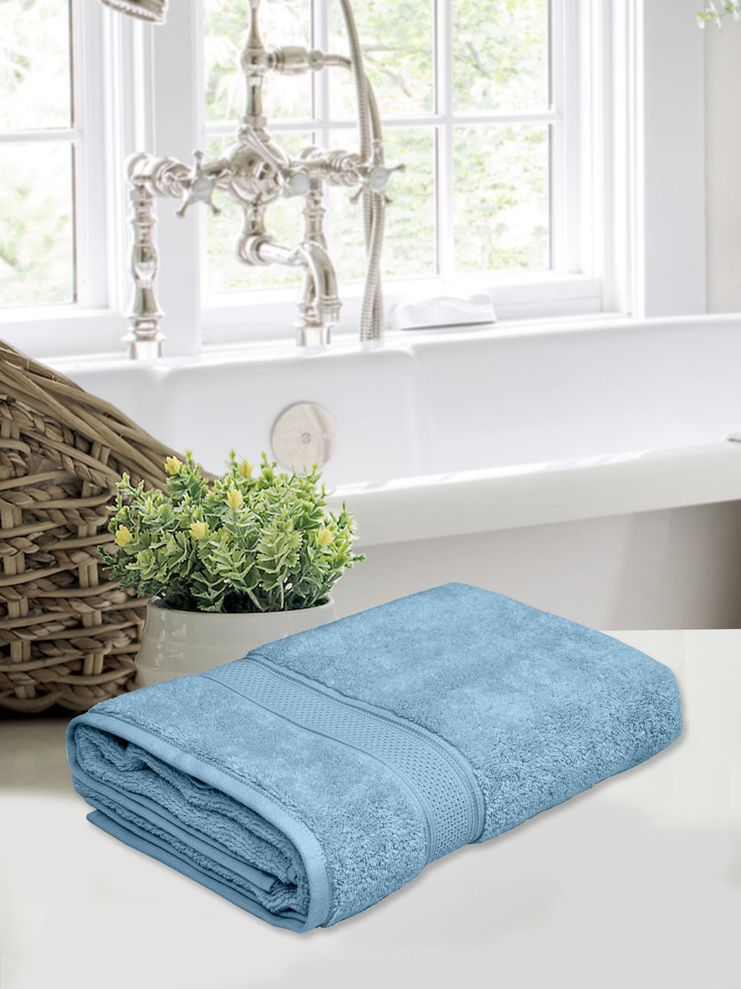 Home Fresh Solid 100% Cotton 450 GSM One Large size 75x150 Cm / 30x60 Inches Bath Towel