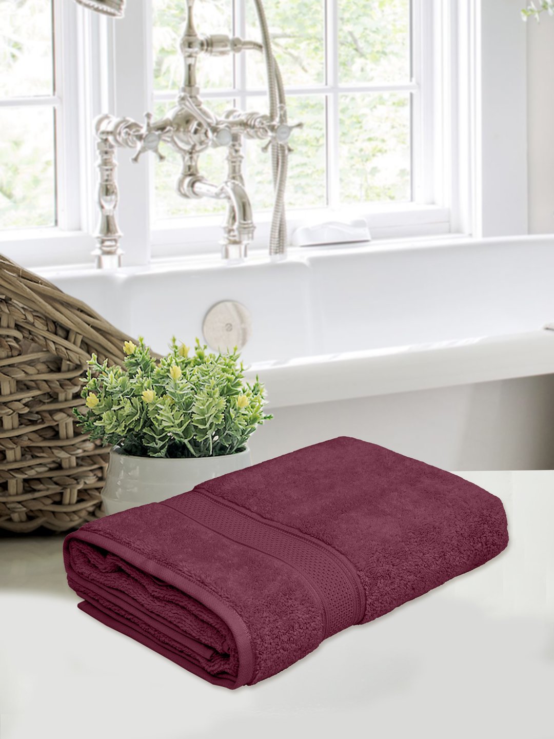 Home Fresh Solid 100% Cotton 450 GSM One Large size 75x150 Cm / 30x60 Inches Bath Towel