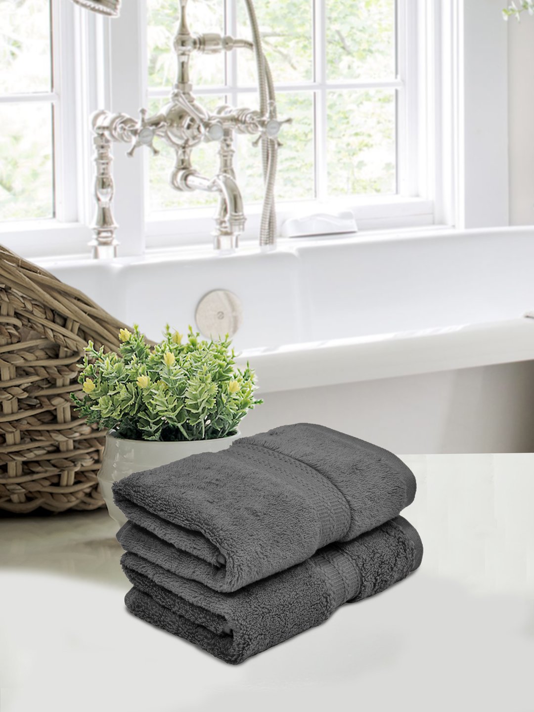 Home Fresh Solid 100% Cotton 600 GSM Premium Hand Towel size 40x60 Cm set of 2