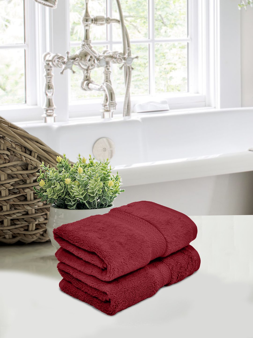 Home Fresh Solid 100% Cotton 600 GSM Premium Hand Towel size 40x60 Cm set of 2