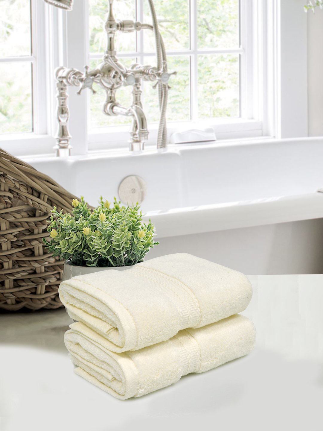 Home Fresh Solid 100% Cotton 600 GSM Premium Hand Towel size 40x60 Cm set of 2