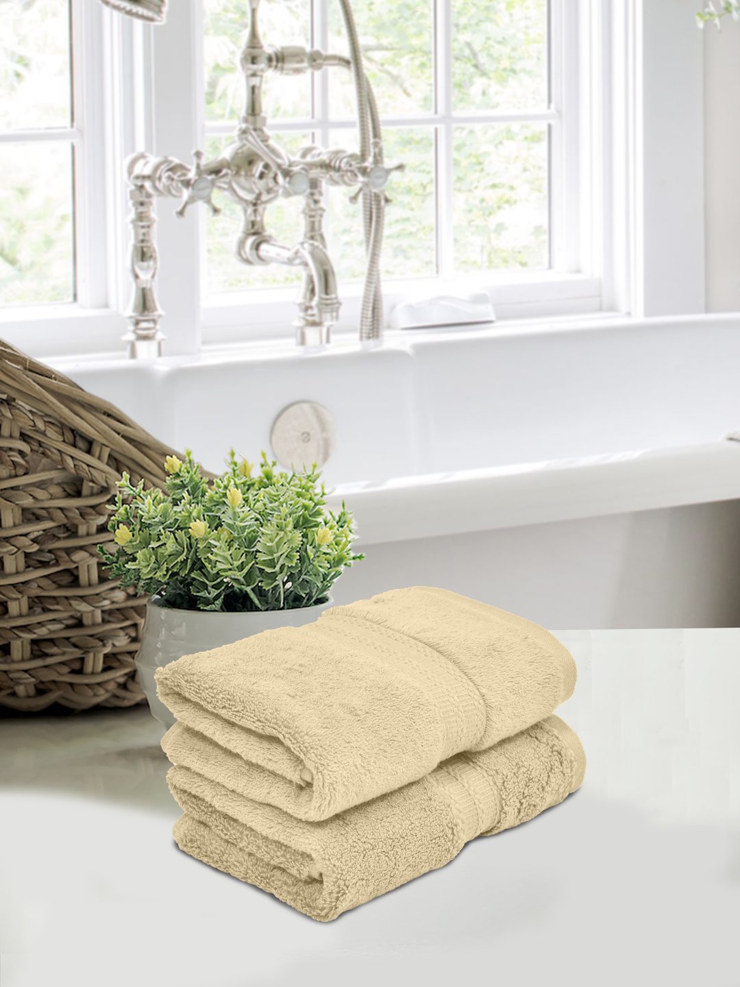 Home Fresh Solid 100% Cotton 600 GSM Premium Hand Towel size 40x60 Cm set of 2