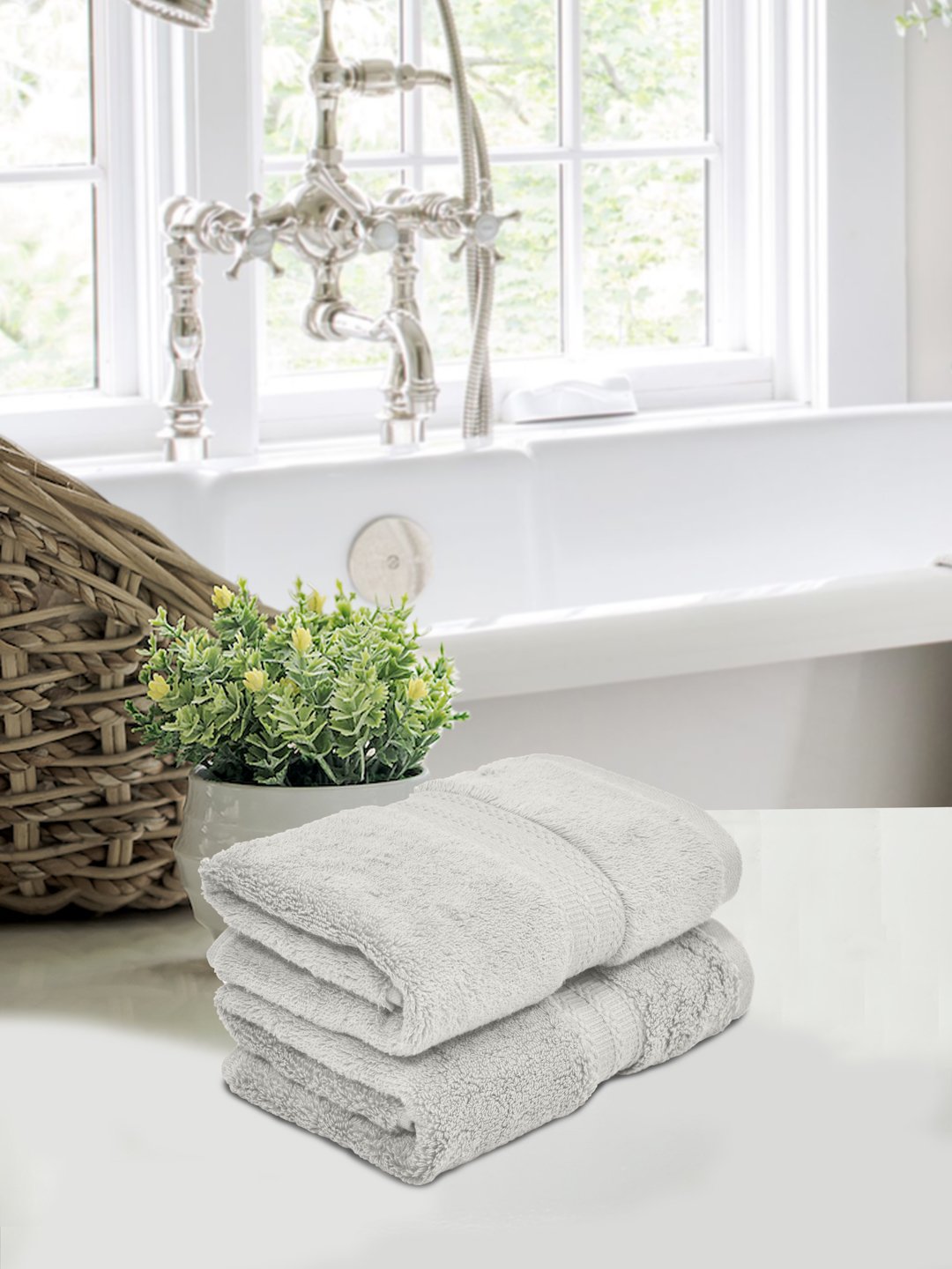 Home Fresh Solid 100% Cotton 600 GSM Premium Hand Towel size 40x60 Cm set of 2