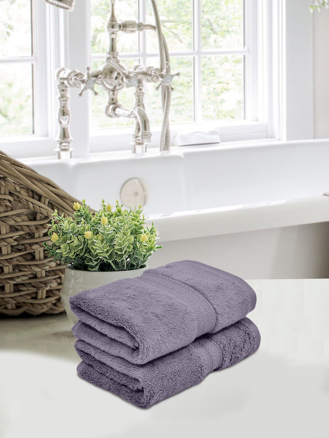 Home Fresh Solid 100% Cotton 600 GSM Premium Hand Towel size 40x60 Cm set of 2