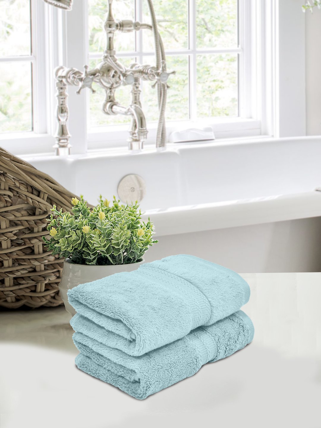 Home Fresh Solid 100% Cotton 600 GSM Premium Hand Towel size 40x60 Cm set of 2