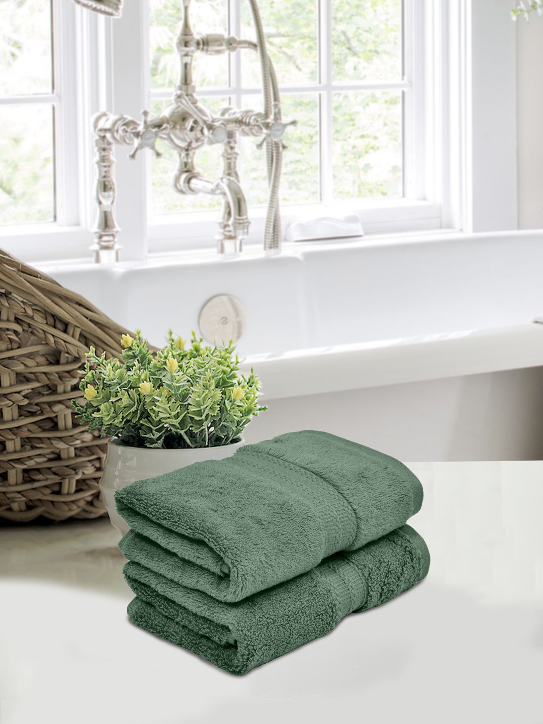 Home Fresh Solid 100% Cotton 600 GSM Premium Hand Towel size 40x60 Cm set of 2