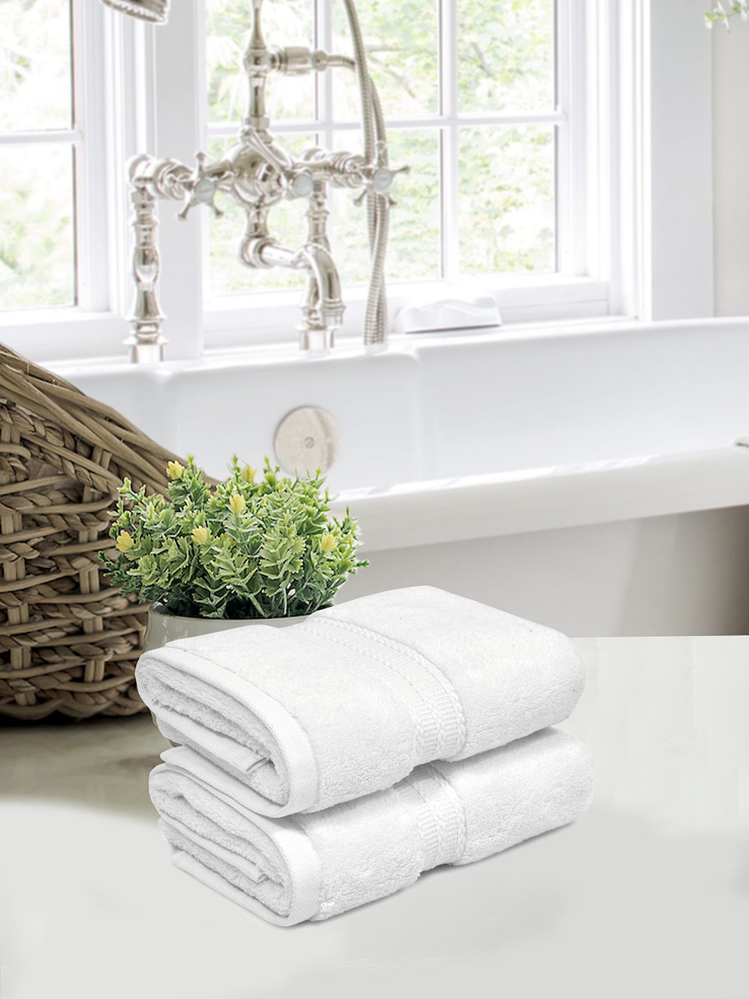 Home Fresh 600 GSM 100% Cotton 2 Hand Towel size 40x60 Cm / 16x24 inches