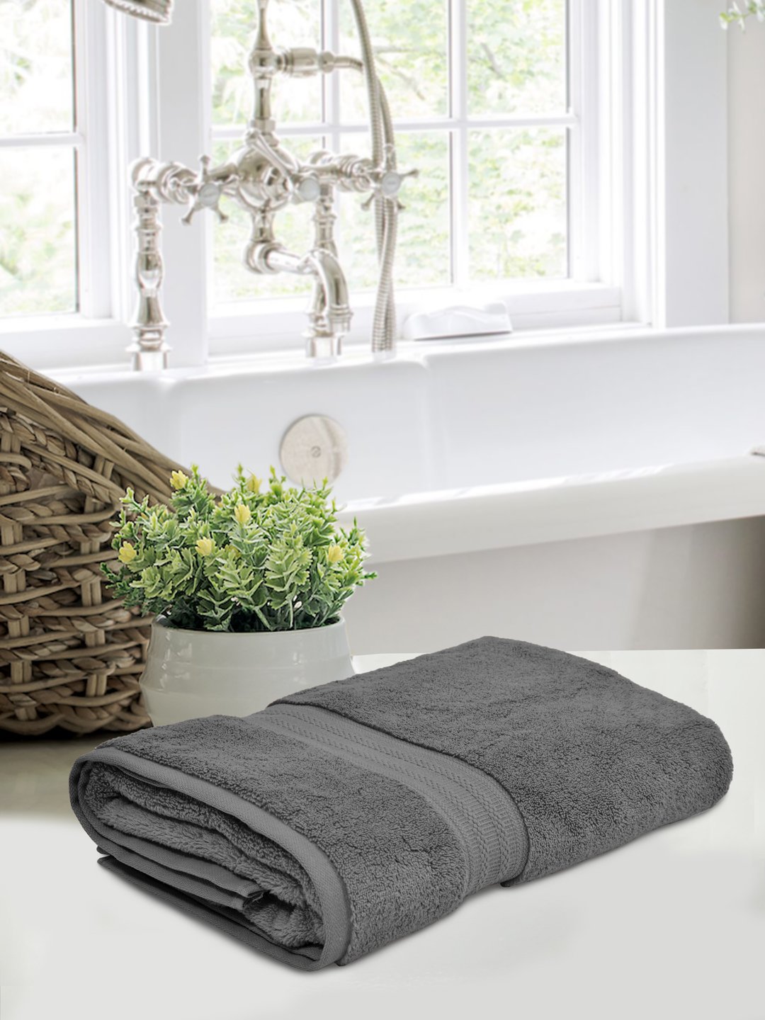 Home Fresh Solid 100% Cotton 600 GSM One Large size 75x150 Cm / 30x60 Inches Premium Bath Towel