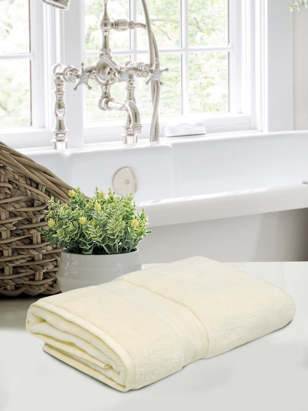 Home Fresh Solid 100% Cotton 600 GSM One Large size 75x150 Cm / 30x60 Inches Premium Bath Towel
