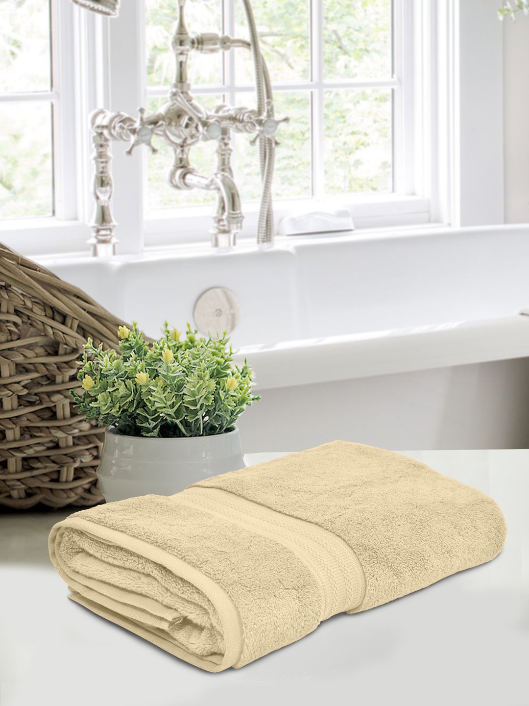 Home Fresh Solid 100% Cotton 600 GSM One Large size 75x150 Cm / 30x60 Inches Premium Bath Towel